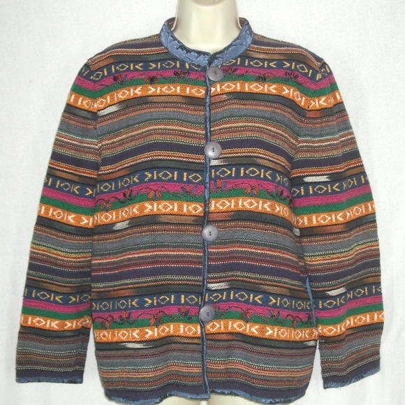 HIPPIE BOHO sz M jacket Embroidered Festival Satin - Picture 1 of 5
